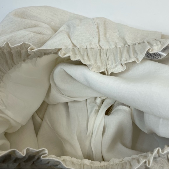 H&M Shorts Womens Sz 10 Paperbag Linen High Rise Lightweight Pull on Beige - Picture 4 of 8